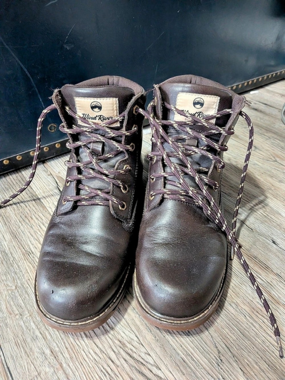 WindRiver Men’s Leather Waterproof Lace Up Ankle Work Hiking Boots Brown 9